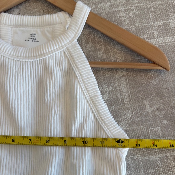 Aerie White High Neck Halter Ribbed Crop Tank Top Size M Seamless Racerback - Picture 5 of 6